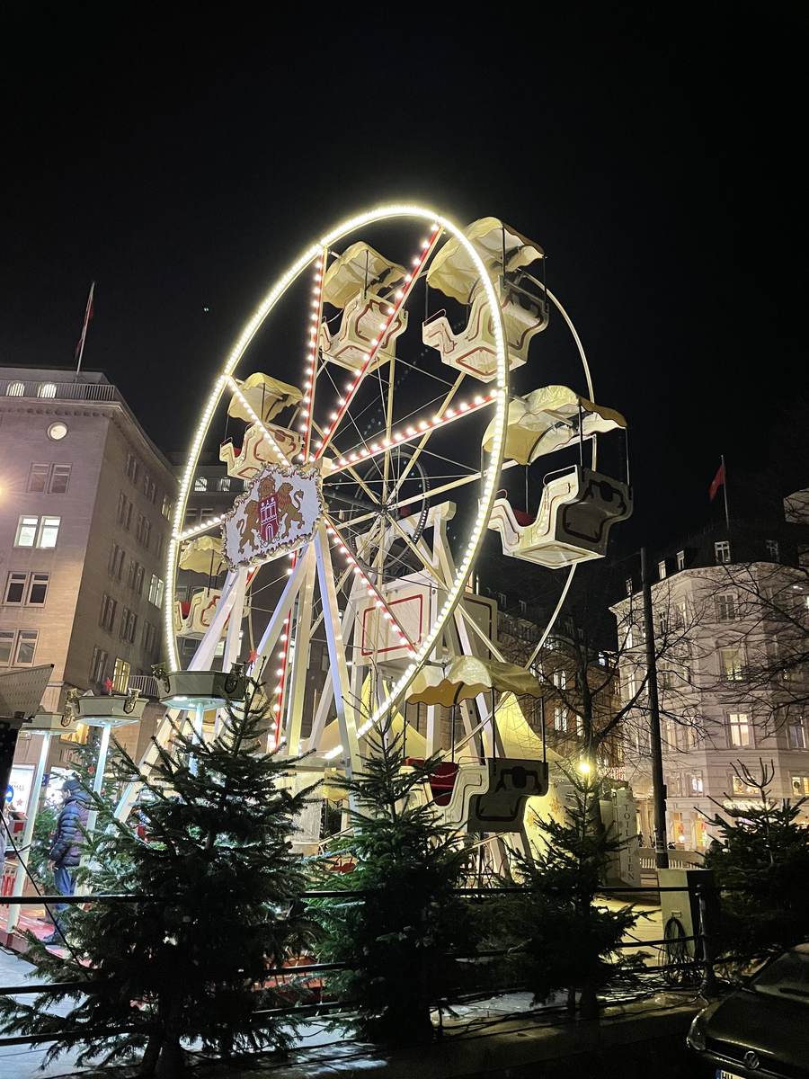 Das historische Riesenrad bei Nacht